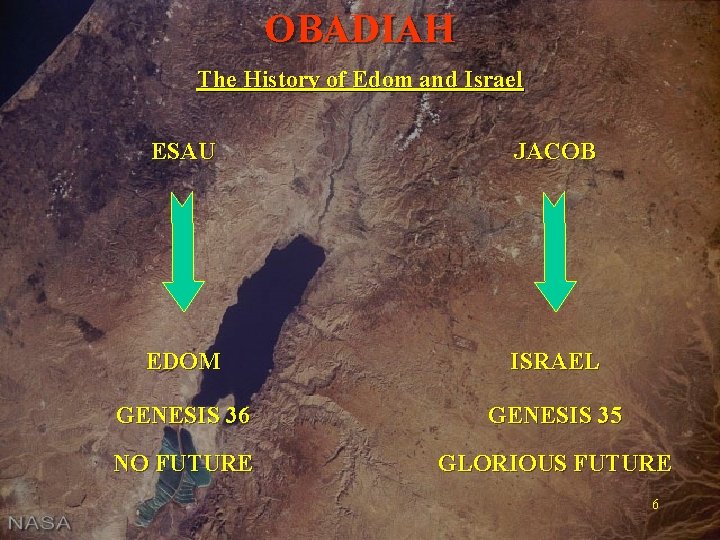 OBADIAH The History of Edom and Israel ESAU JACOB EDOM ISRAEL GENESIS 36 GENESIS