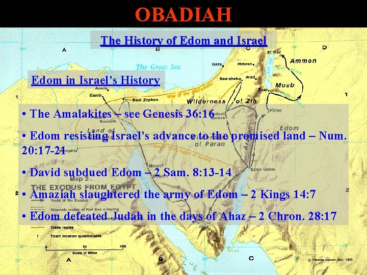 OBADIAH The History of Edom and Israel Edom in Israel’s History • The Amalakites