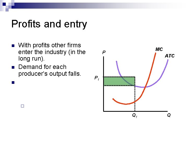Profits and entry n n With profits other firms enter the industry (in the