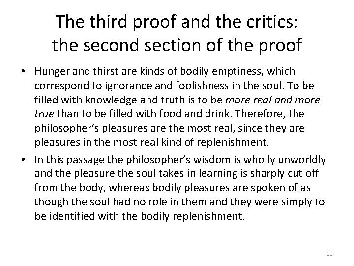 The third proof and the critics: the second section of the proof • Hunger