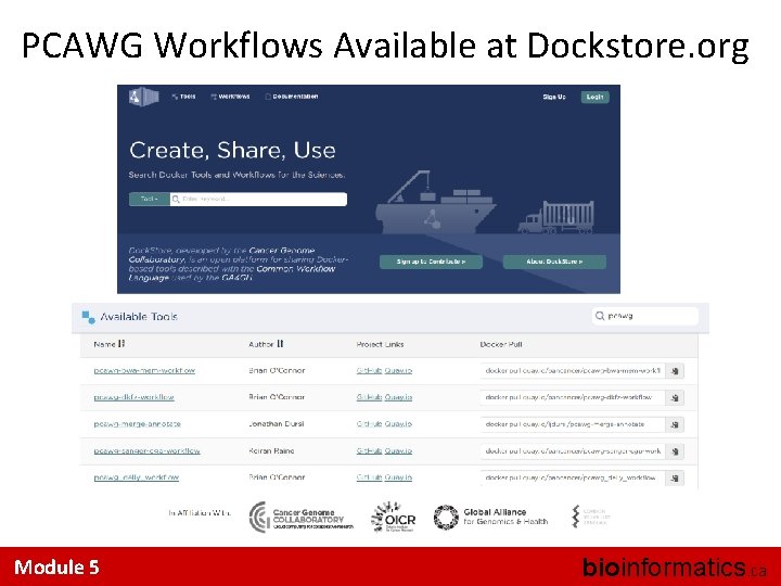 PCAWG Workflows Available at Dockstore. org Module 5 bioinformatics. ca 