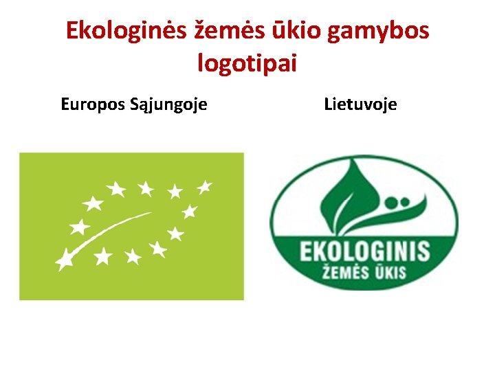 Ekologinės žemės ūkio gamybos logotipai Europos Sąjungoje Lietuvoje 