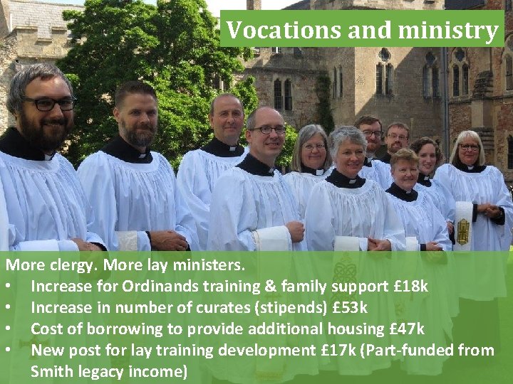 Vocations and ministry Missional Context - Key Areas o Discipleship Training Helping churches and