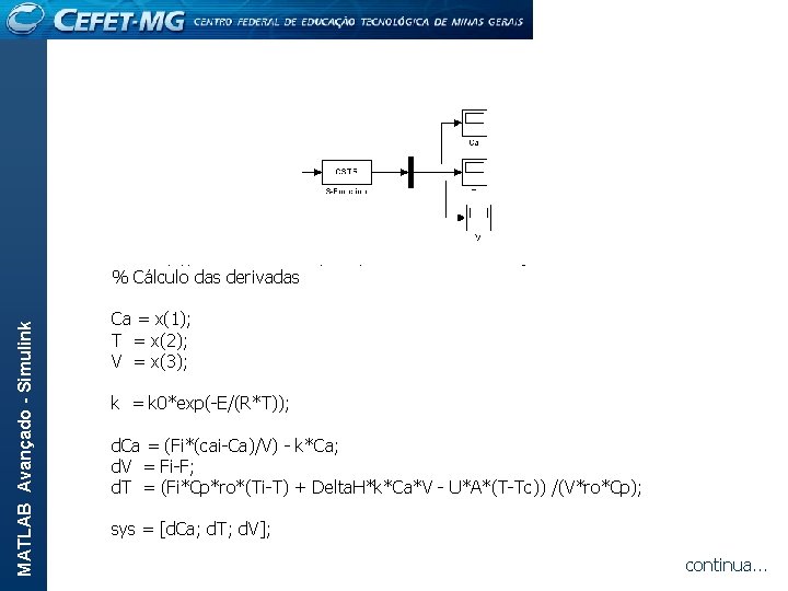 MATLAB Avançado - Simulink case 1 % Calcula as derivadas % Atualiza entradas cai