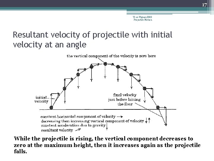 17 Yr 12 Physics BHS Projectile Motion Resultant velocity of projectile with initial velocity