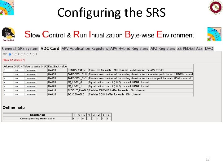 Configuring the SRS 12 