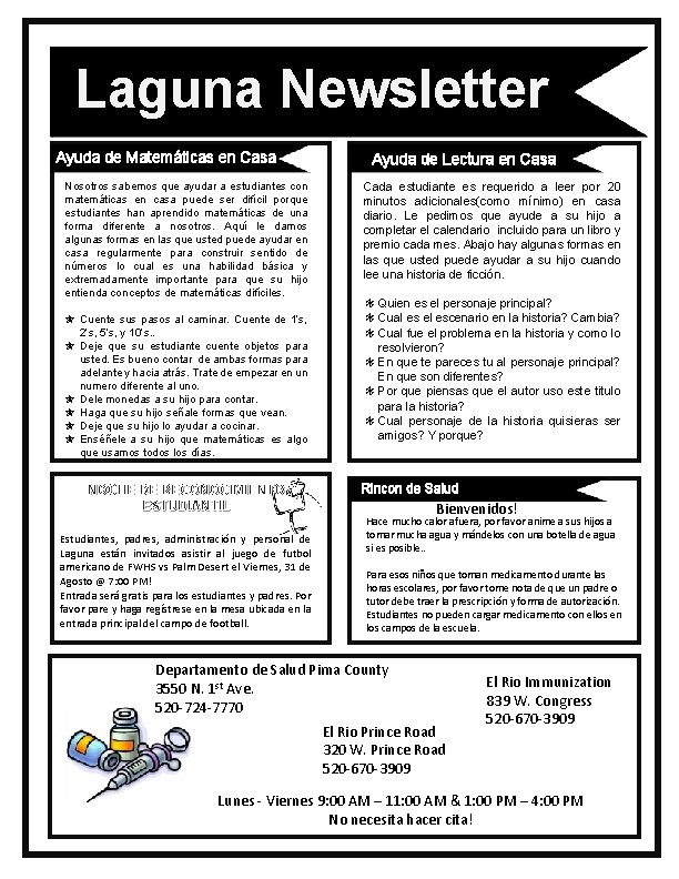 Laguna Newsletter Ayuda de Matemáticas en Casa Nosotros sabemos que ayudar a estudiantes con