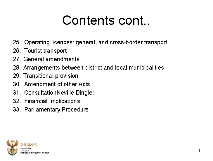 Contents cont. . 25. 26. 27. 28. 29. 30. 31. 32. 33. Operating licences:
