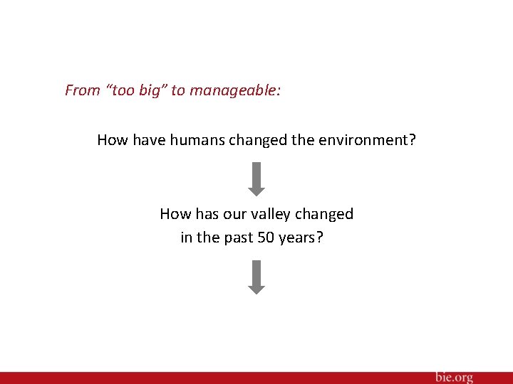 From “too big” to manageable: How have humans changed the environment? How has our