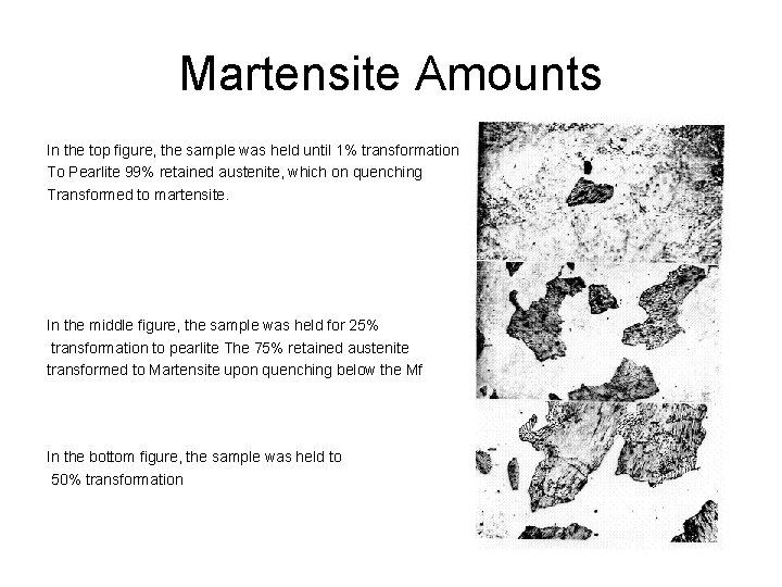 Martensite Amounts In the top figure, the sample was held until 1% transformation To