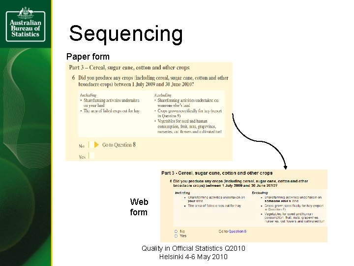 Sequencing Paper form Web form Quality in Official Statistics Q 2010 Helsinki 4 -6
