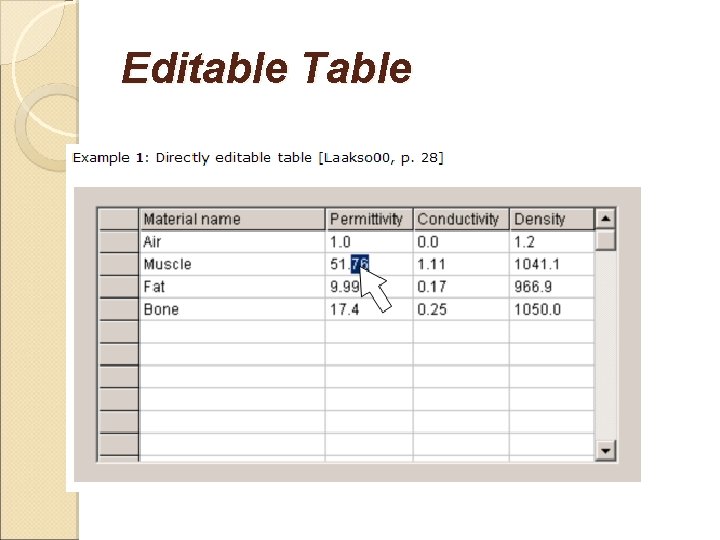 Editable Table 