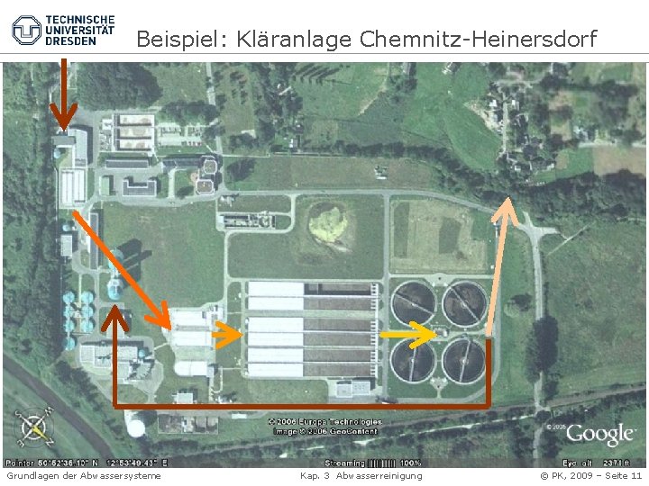 Beispiel: Kläranlage Chemnitz-Heinersdorf Grundlagen der Abwassersysteme Kap. 3 Abwasserreinigung © PK, 2009 – Seite