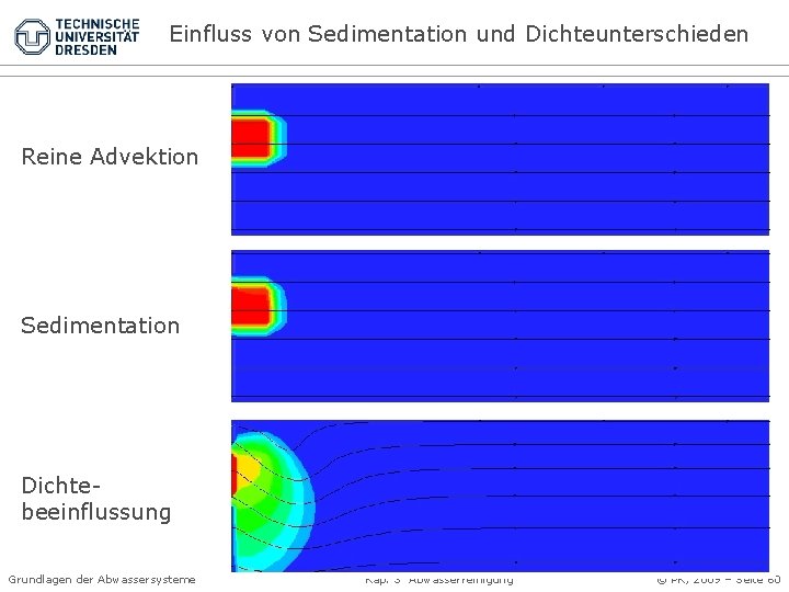 Einfluss von Sedimentation und Dichteunterschieden Reine Advektion Sedimentation Dichtebeeinflussung Grundlagen der Abwassersysteme Kap. 3