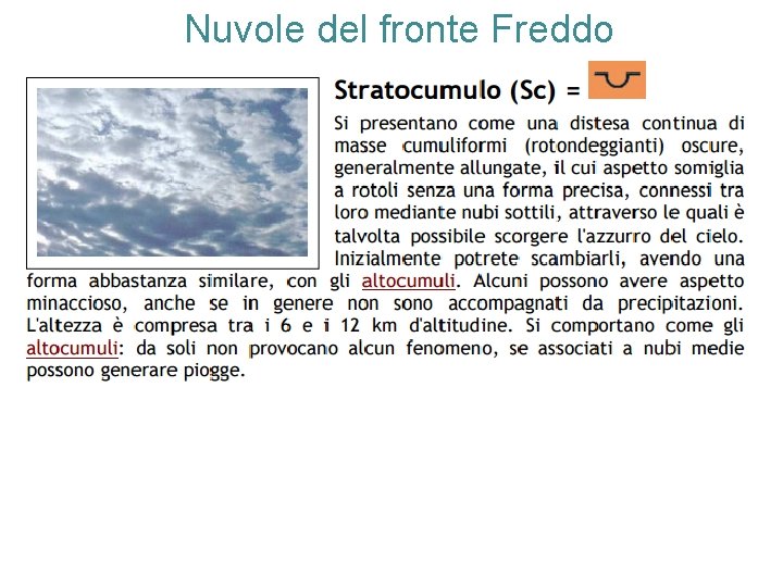 Nuvole del fronte Freddo 