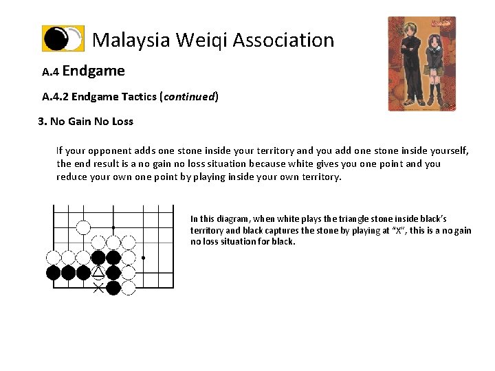 Malaysia Weiqi Association A. 4 Endgame A. 4. 2 Endgame Tactics (continued) 3. No