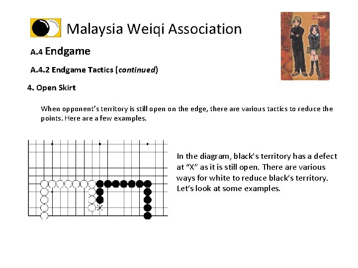 Malaysia Weiqi Association A. 4 Endgame A. 4. 2 Endgame Tactics (continued) 4. Open
