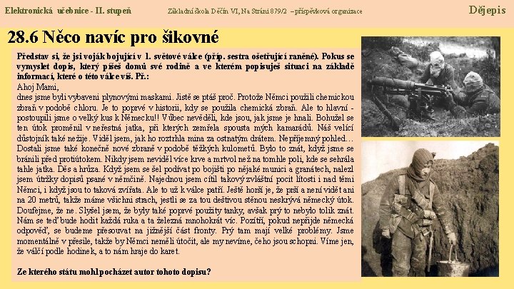 Elektronická učebnice - II. stupeň Základní škola Děčín VI, Na Stráni 879/2 – příspěvková