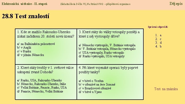 Elektronická učebnice - II. stupeň Základní škola Děčín VI, Na Stráni 879/2 – příspěvková