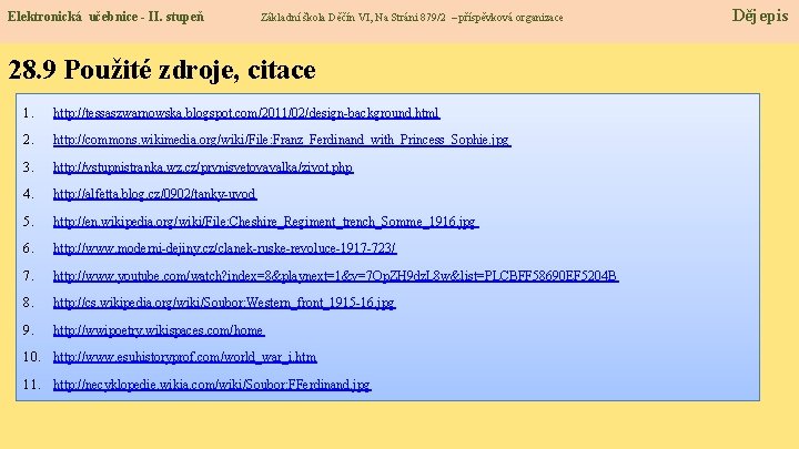 Elektronická učebnice - II. stupeň Základní škola Děčín VI, Na Stráni 879/2 – příspěvková