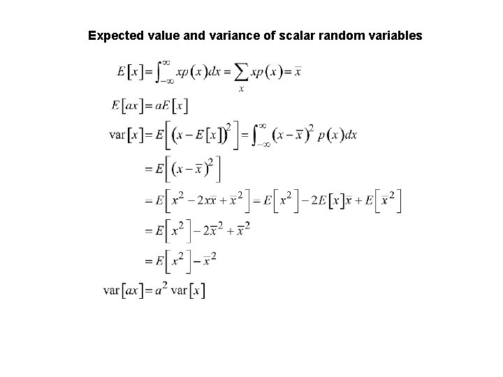 Expected value and variance of scalar random variables 