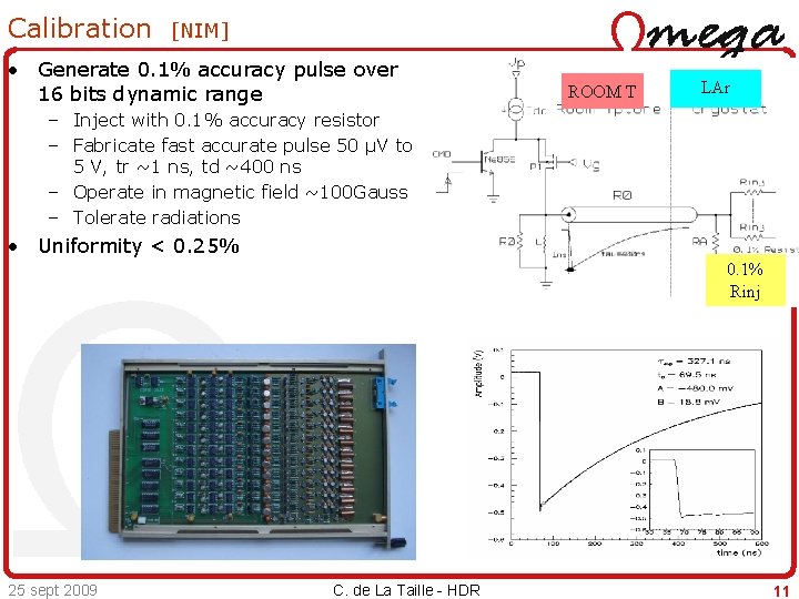 Calibration [NIM] • Generate 0. 1% accuracy pulse over 16 bits dynamic range ROOM