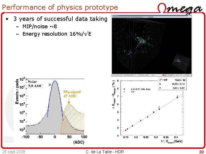 Performance of physics prototype • 3 years of successful data taking – MIP/noise ~8