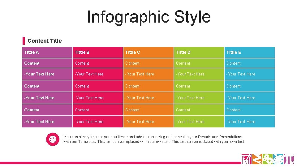 Infographic Style Content Title Tittle A Tittle B Tittle C Tittle D Tittle E