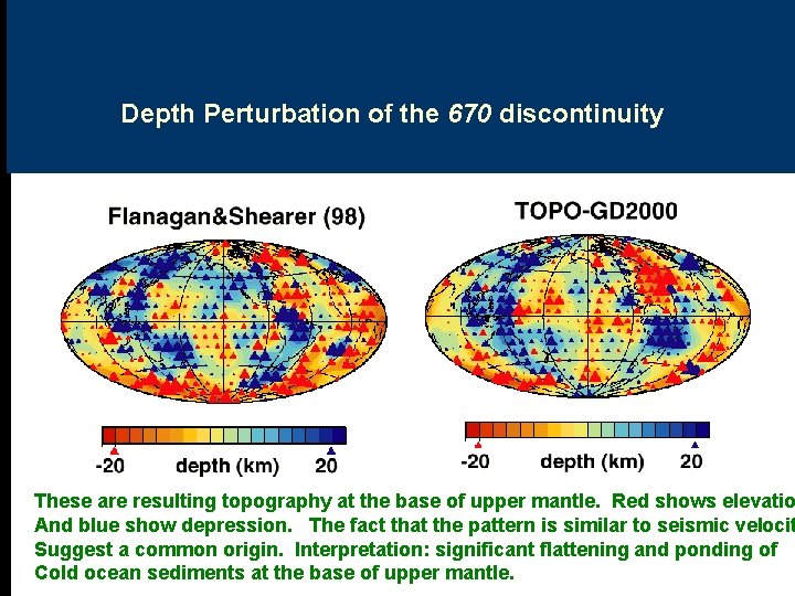 Depth Perturbation of the 670 discontinuity These are resulting topography at the base of