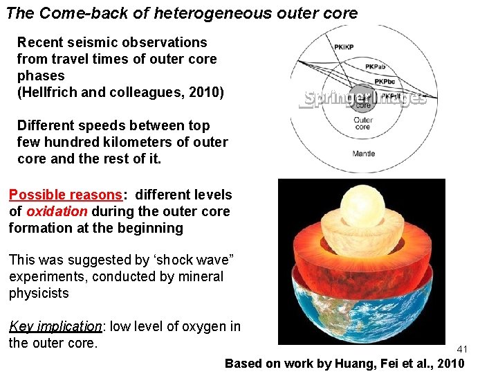 The Come-back of heterogeneous outer core Recent seismic observations from travel times of outer
