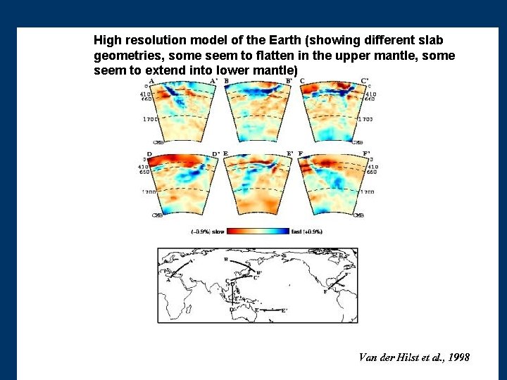 High resolution model of the Earth (showing different slab geometries, some seem to flatten