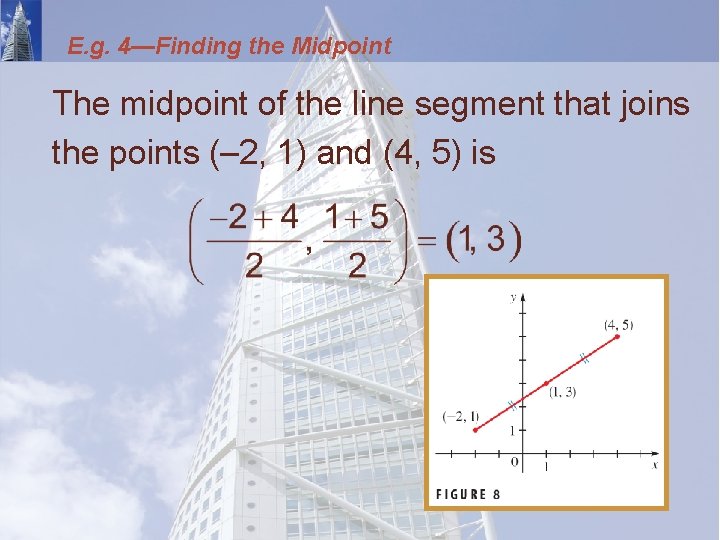 E. g. 4—Finding the Midpoint The midpoint of the line segment that joins the