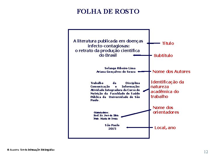 FOLHA DE ROSTO A literatura publicada em doenças infecto-contagiosas: o retrato da produção científica