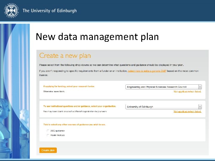 New data management plan 