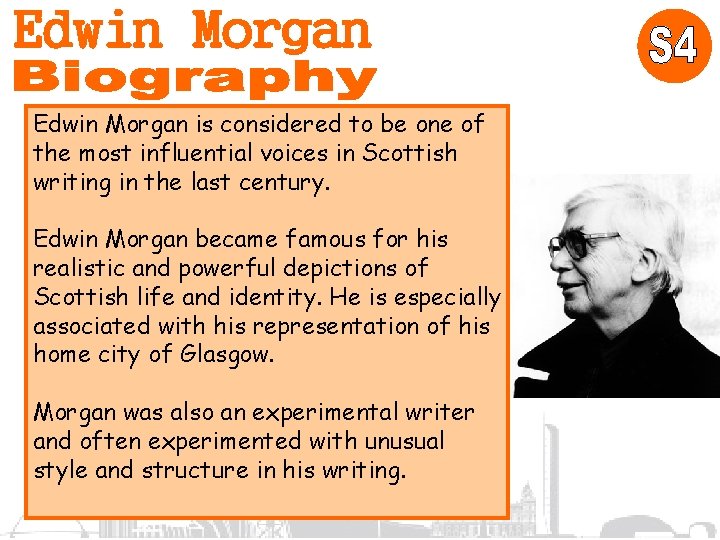 Edwin Morgan is considered to be one of the most influential voices in Scottish