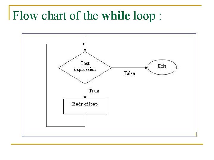 Flow chart of the while loop : 