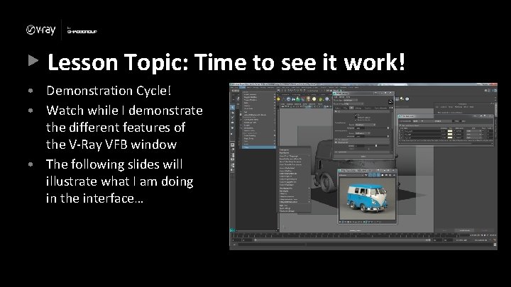 Lesson Topic: Time to see it work! • Demonstration Cycle! • Watch while I