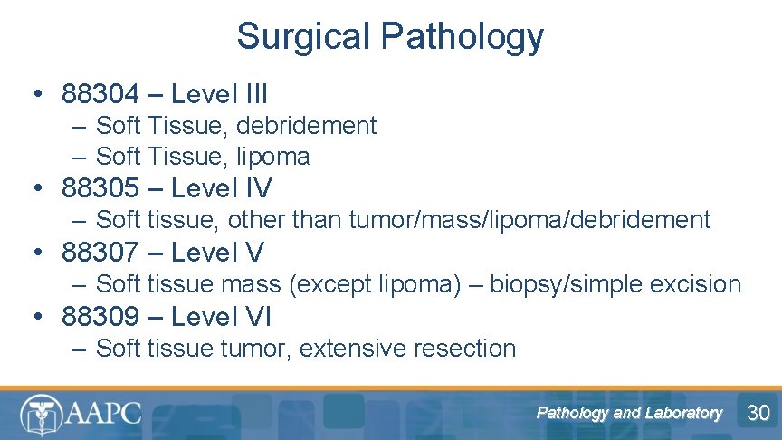 Surgical Pathology • 88304 – Level III – Soft Tissue, debridement – Soft Tissue,