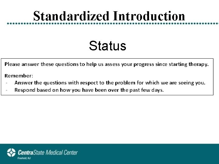 Standardized Introduction Status 