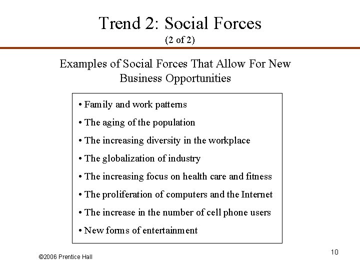 Trend 2: Social Forces (2 of 2) Examples of Social Forces That Allow For