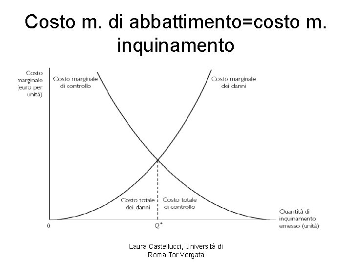 Costo m. di abbattimento=costo m. inquinamento Laura Castellucci, Università di Roma Tor Vergata 