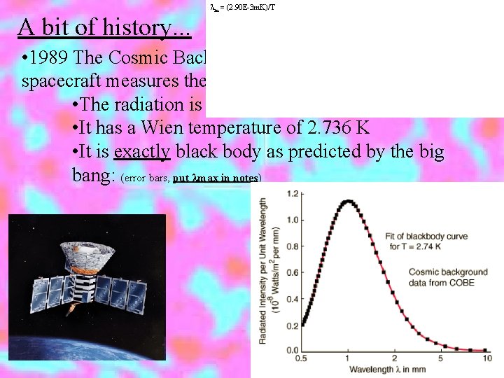 A bit of history. . . m = (2. 90 E-3 m. K)/T •