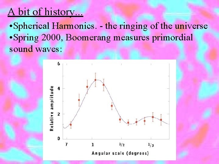 A bit of history. . . • Spherical Harmonics. - the ringing of the