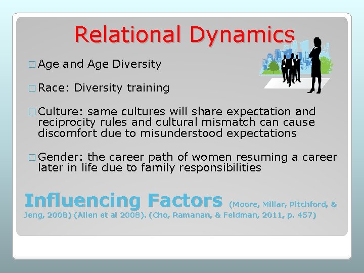 Relational Dynamics � Age and Age Diversity � Race: Diversity training � Culture: same