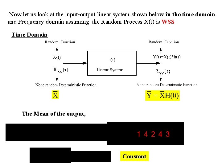 Now let us look at the input-output linear system shown below in the time