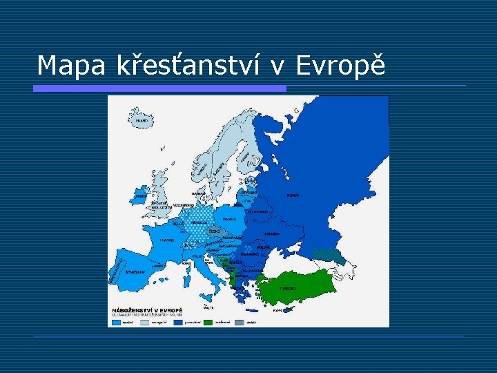 Mapa křesťanství v Evropě 