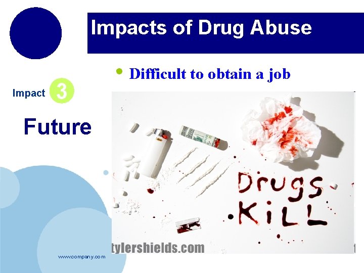 Impacts of Drug Abuse Impact 3 Future www. company. com • Difficult to obtain