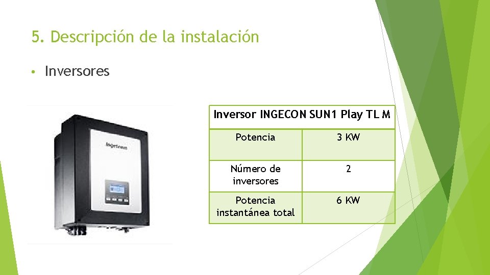 5. Descripción de la instalación • Inversores Inversor INGECON SUN 1 Play TL M