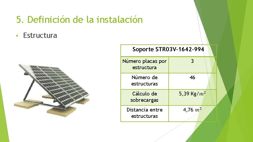 5. Definición de la instalación • Estructura Soporte STR 03 V-1642 -994 Número placas