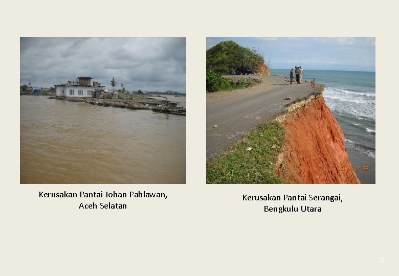 Kerusakan Pantai Johan Pahlawan, Aceh Selatan Kerusakan Pantai Serangai, Bengkulu Utara 37 